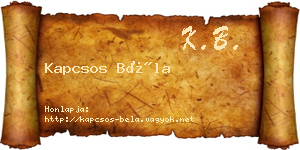 Kapcsos Béla névjegykártya